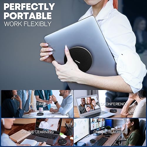Conference Call Speaker and Microphone for Teams, Zoom, Home Office, Black | AI noise reduction, 360° voice pickup, 4-mic array, full-duplex, 16 ft range, Bluetooth, NFC, USB, up to 8 hours, mobile work - color: M4 Black, style: M4 Omnidirectional Speaker