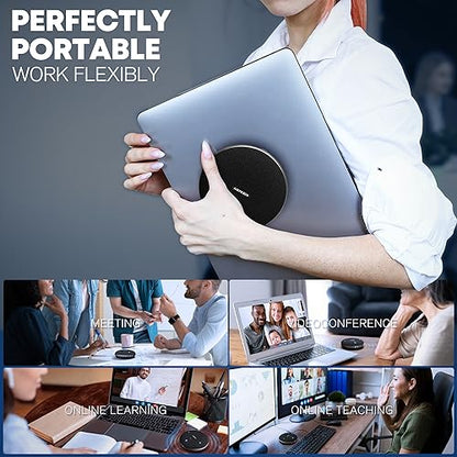 Conference Call Speaker and Microphone for Teams, Zoom, Home Office, Black | AI noise reduction, 360° voice pickup, 4-mic array, full-duplex, 16 ft range, Bluetooth, NFC, USB, up to 8 hours, mobile work - color: M4 Black, style: M4 Omnidirectional Speaker