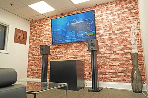 Rockville SS36B Black Wood Grain 36" Solid Home Speaker Stands Pair | 100 Lbs Capacity, Solid MDF Wood, Not Hollow, Isolation Pads, Brass and Rubber Spikes, 2 Top Platform Sizes, Cable Management - color: Black