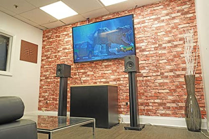 Rockville SS36B Black Wood Grain 36" Solid Home Speaker Stands Pair | 100 Lbs Capacity, Solid MDF Wood, Not Hollow, Isolation Pads, Brass and Rubber Spikes, 2 Top Platform Sizes, Cable Management - color: Black