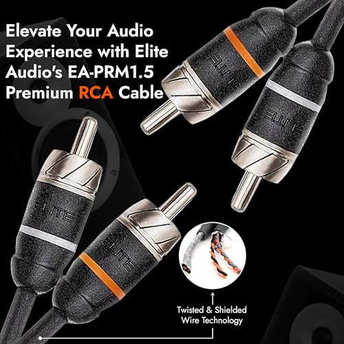 Premium Series 1.5ft. 2-Channel Car Audio RCA Short Cable – Double Shielded, Oxygen Free Copper, Noise Reducing Audio Cable for Amplifiers, Subwoofers, Speakers, Processors – PRM1.5 - size: 1.5' (ft), style: 2-Channel