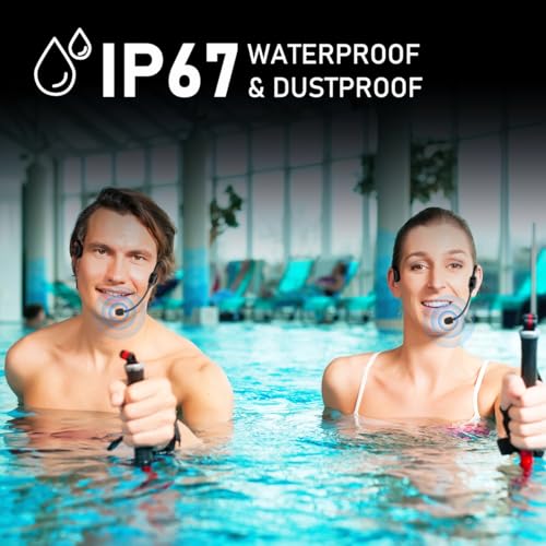 KIMAFUN 2.4G IP67 Waterproof Wireless Fitness Headset Microphone | Lightweight, for Swimming Pool, Fitness Sports, Yoga, Gym, Class, Speaker, Laptop, Tablet for 2 People, GWP92 - size: GWP92(2TX+1RX)