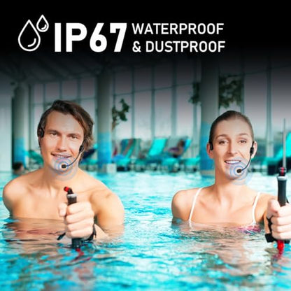 KIMAFUN 2.4G IP67 Waterproof Wireless Fitness Headset Microphone | Lightweight, for Swimming Pool, Fitness Sports, Yoga, Gym, Class, Speaker, Laptop, Tablet for 2 People, GWP92 - size: GWP92(2TX+1RX)