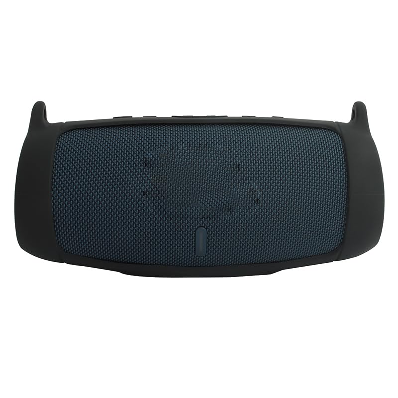 Protective Silicone Case Cover for JBL Charge 5 Bluetooth Speaker Soft Carrying Skin Sleeve with Shoulder Strap & Carabiner,Speaker Accessory (Black) - color: black