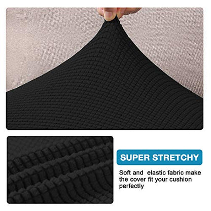 Flamingo P Super Stretch Couch Cushion Cover 1 Pack Individual Seat Slipcover with Elastic Bottom, Machine Washable Furniture Protector (1 Seat Cushion Cover, Black) - color: Black, size: 1 Seat Cushion Cover