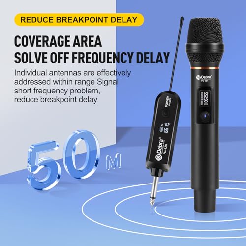D Debra UHF Wireless Microphone, Cordless Handheld Dynamic