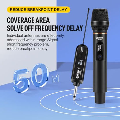 D Debra UHF Wireless Microphone, Cordless Handheld Dynamic