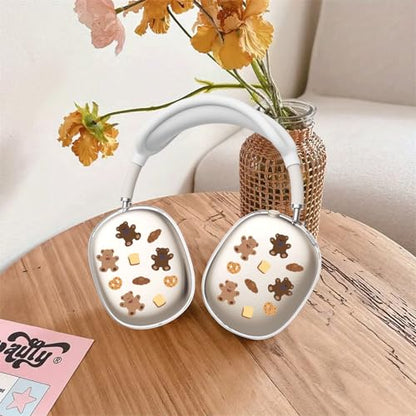 Cartoon Cute Bear Clear Case for Airpods Max Headphones Unique Kawaii Design Soft TPU Ear Cups Cover Anti-Scratch Silicone Ear Pad Protective Case 53 Headband Cover for Apple Airpods Max - color: Bread Bear 32