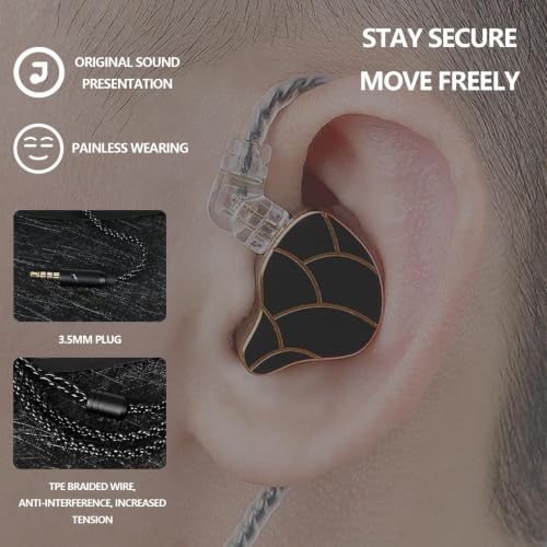 In Ear Monitor Headphones Dual Magnetic Dynamic Driver IEM with Mic, Black | Hybrid Banlance Armature with Dynamic in Ear Headphones IEM Earphones Gaming Earbuds - color: H818-Black with Mic