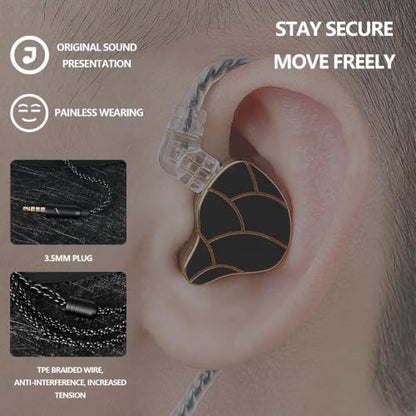 In Ear Monitor Headphones Dual Magnetic Dynamic Driver IEM with Mic, Black | Hybrid Banlance Armature with Dynamic in Ear Headphones IEM Earphones Gaming Earbuds - color: H818-Black with Mic