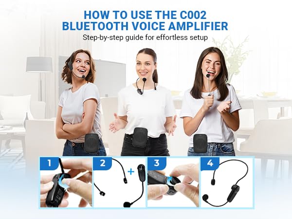 15W Wireless Voice Amplifier with Headset Microphone