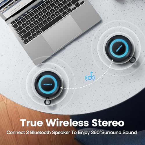 Bluetooth Speaker Wireless,IP67 Waterproof & Dustproof Portable Speaker with Lights,15W Loud Stereo Sound, 2500mAh Battery All Day Playtime, TWS Pairing, BT5.3, Home/Party/Outdoor/Beach (Blue Black) - color: Blue Black