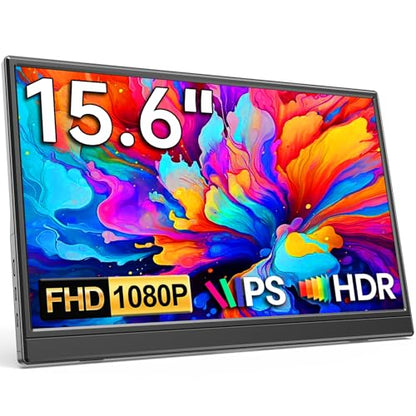 KQC Portable Monitor 15.6" 1080P FHD IPS Display, Ultra-Slim USB-C HDMI Travel Monitor with Kickstand, Zero Bezel Screen Extender for Laptop, Mac, Phone, PS, Xbox, Switch Gaming - size: 15.6 Inch 1080p