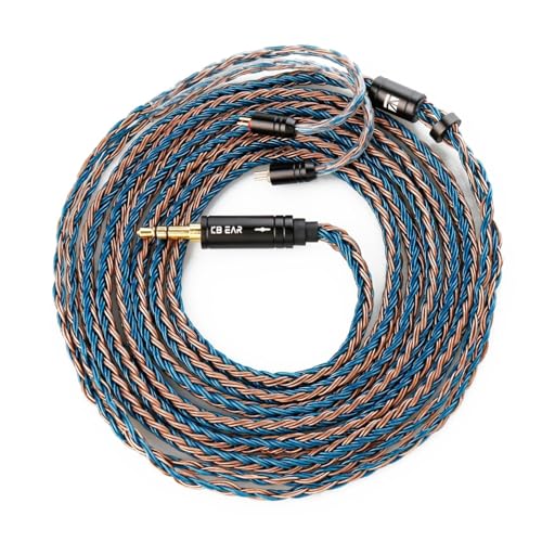 keephifi 6ft IEM Cable 2 Pin 3.5mm, KBEAR ST16-Plus 2m Upgrade 16-Strand Headphone Extension Cable, Silver-Plated Earbuds Wire for Truthear Hexa/Zero, Simgot EW100P, Moondrop blessing2 - color: BrownBlue, style: 3.5 2PIN