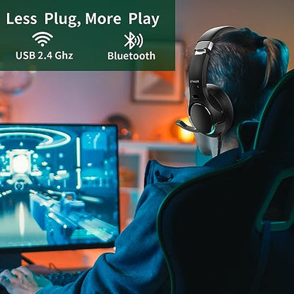 EG80 USB Gaming Headset with Noise Cancelling Microphone,7.1 Surround Sound,Soft Memory Foam Padding, RGB Lights, Wired Headphones for PS4, PS5 Console, Laptop, Call Center