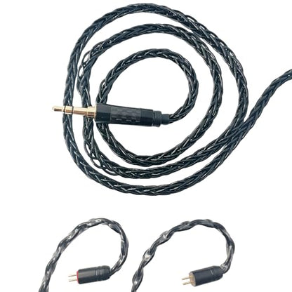 HiFi in Ear Earphone Replacement Cable 8 Core Silver Plated Copper Upgrade Earphone Cable for C10 C16 KZ ZST ES4 AS06 ZS7 Earphones(Black, 2PIN 3.5MM) - size: 2PIN 3.5MM