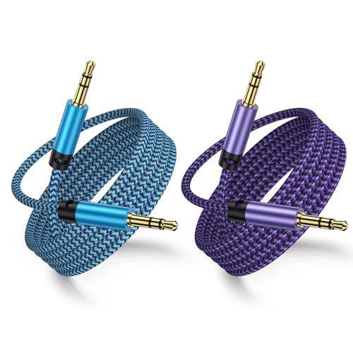 3.5mm Audio Cable,5FT 2Pack Aux Cord 3.5 mm Male to Male Car Stereo Jack Cord TRS Auxiliary Audio Cable Hi-Fi Sound Headphone Braided Cable for Samsung, iPhone,iPad,Home Stereos,Speakers,Tablets