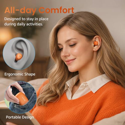 TOZO A1 Wireless Earbuds Bluetooth 5.3 Light Weight in Ear Headphones | IPX5 Waterproof, 2 Mics for AI Calls, Immersive Premium Sound Bass Ear buds with Charging Case, 32 Presets EQ via TOZO App - color: Orange