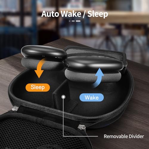 Fintie Hard Case for AirPods Max 2 (2026) and AirPods Max 1 (2024/2020) | Travel Carrying Storage Bag, Shockproof, Protective, Auto Wake/Sleep, Black - color: Black