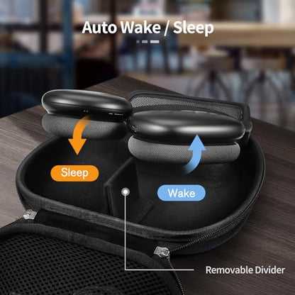 Fintie Hard Case for AirPods Max 2 (2026) and AirPods Max 1 (2024/2020) | Travel Carrying Storage Bag, Shockproof, Protective, Auto Wake/Sleep, Black - color: Black