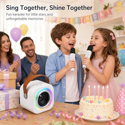 Mini Karaoke Machine for Kids, Birthday Gifts Toys for Girls Ages 3-12 - color: Off white