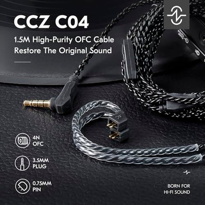 2026 Upgraded 1.5M IEM Cable,4N OFC Silver-Plated Upgraded Cable - color: Dark, size: 2Pin