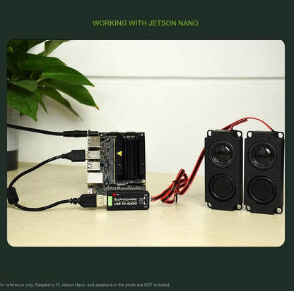 USB Sound Card with 8Ω 5W Speaker for Raspberry Pi/Jetson Nano