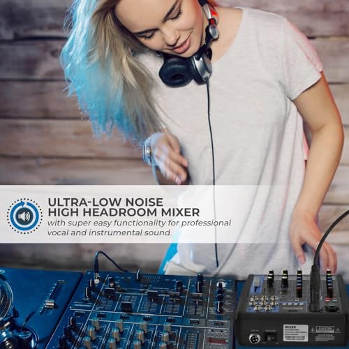 Pyle Professional Audio Mixer Sound Board Console System Interface 4 Channel Digital USB Bluetooth MP3 Computer Input 48V Phantom Power Stereo DJ Studio Streaming FX 16-Bit DSP Processor - PMXU43BT.5 - size: 4