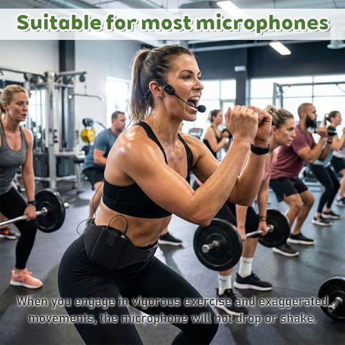 8 Pcs Mic Belt for Fitness Instructors, Black Wireless Mic Pack Belt with Anti Dropping Strap Adjustable Neoprene Belts Waistband Bag for Theater, Public Speaking, Fitness, Instructors