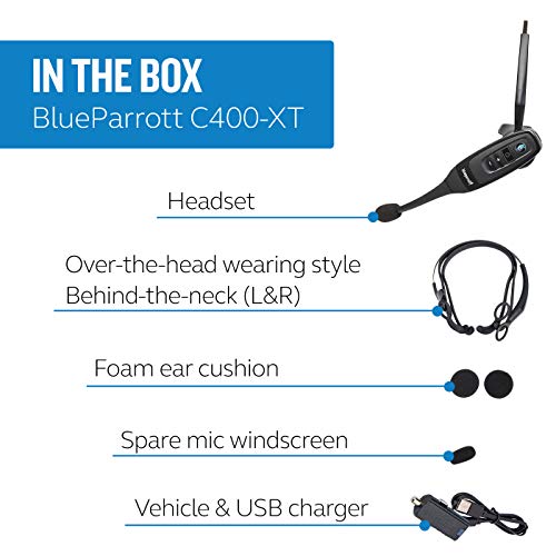 BlueParrott C400-XT Convertible Bluetooth Headset | 96% noise canceling headset for truck drivers; convertible wear styles, 24 hr talk time