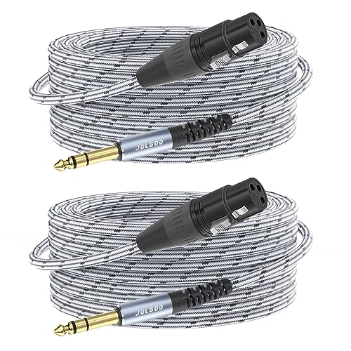 JOLGOO XLR Female to 1/4 Inch 6.35mm TRS Plug Balanced Interconnect Cable, XLR to Quarter inch Cable, 50 Feet 2 Pack, for Microphone,Mixer,Guitar,AMP,Speakers - size: 50 Feet - 2 Pack, style: XLR Female to 1/4 TRS Male