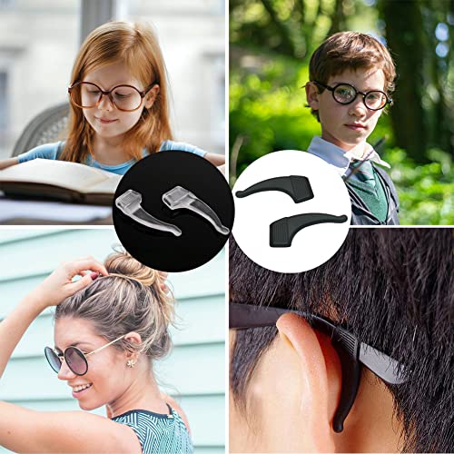 YINGFENG 22 Pairs Anti-slip Eyeglass Ear Grips Hook with Box, Kids and Adults Sport Eyeglass Strap Holder, Eyewear Retainer, Silicone Ear Hook - for Glasses Reading Glasses Retainers(11Black 11White) - color: Black White