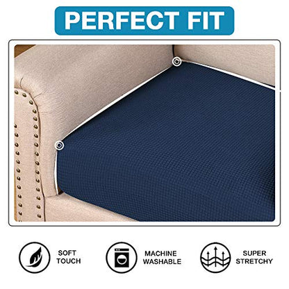 Flamingo P Super Stretch Couch Cushion Cover 1 Pack Individual Seat Slipcover with Elastic Bottom, Machine Washable Furniture Protector (1 Seat Cushion Cover, Navy) - color: Navy, size: 1 Seat Cushion Cover