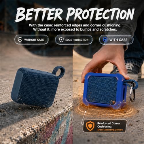 Silicone Case for JBL Go 5 with Metal Carabiner, Dark Blue, Case Only | Thickened Edges, Inner Cushioning Ribs, Easy Button Access, Uncovered Grille and Edge Light, for Travel and Outdoor Use - color: Dark Blue