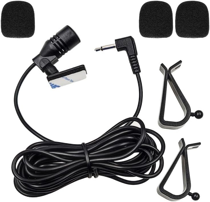 Car Microphone 3.5mm, Car Stereo Radio Mic Replacement Compatible with Pioneer Kenwood Boss JVC Sony Jensen Alpine, Stereo Vehicle Head Unit Enabled Audio GPS DVD-Car External Mic Replacement