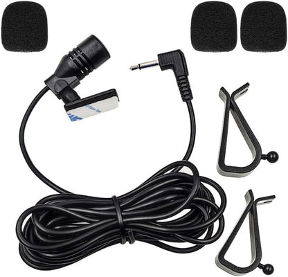 Car Microphone 3.5mm, Car Stereo Radio Mic Replacement Compatible with Pioneer Kenwood Boss JVC Sony Jensen Alpine, Stereo Vehicle Head Unit Enabled Audio GPS DVD-Car External Mic Replacement