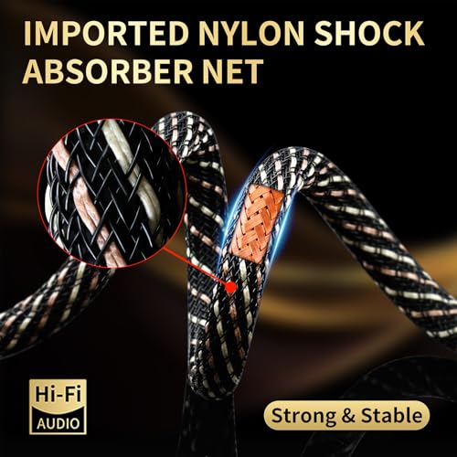 Audiophile HiFi Audio RCA Cables RCA Splitter 1 Male 2 Male 3.28ft | 4N OFC Core, 24k Gold-Plated Plugs, Nylon Braid, Subwoofer cable for Amplifier, CD Player, Turntable - size: 3.28ft/1m