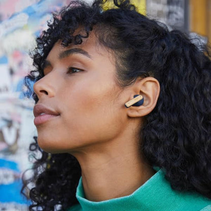 House of Marley Little Bird True Wireless Earbuds, Touch Controls, Built-in Mic, 24 Hours Playtime with Case, USB-C Quick Charge, Sustainable Materials, Movie and Gaming Mode (Blue) - color: Blue