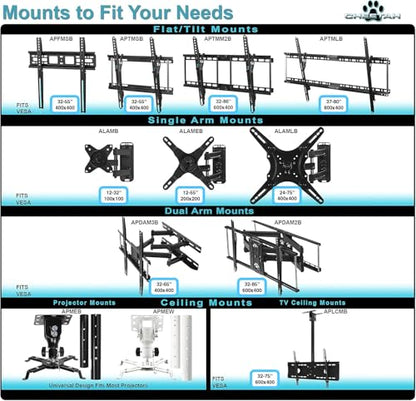 Cheetah TV Wall Mount 3 Shelf Bracket, with 15ft HDMI Cable, Three 18x16-Inch Black Components Shelves Under TV for Cable Box, Blu Ray Player, Stereo AV, AS3B