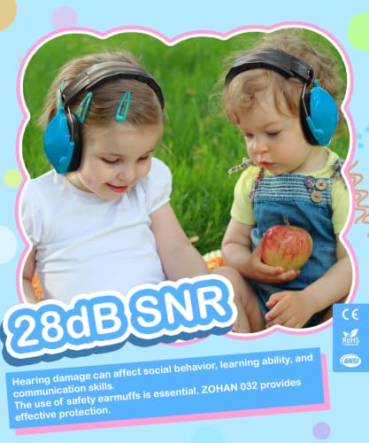 ZOHAN Kids Noise Cancelling Headphones - 25dB NRR Kids Ear Protection 2 Pack, Hearing Protection Safety Ear Muffs for School Monster Truck Fireworks Travel Studying Concerts Autism, Blue and Pink - color: Blue+hot Pink