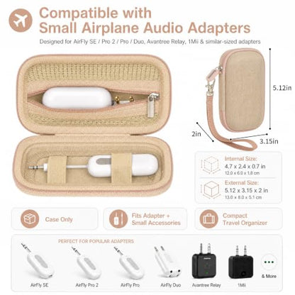 COMECASE Bluetooth Transmitter Case for AirFly SE/Pro 2/Pro/Duo | Hard EVA, Deep Mesh Pocket, Dual Elastic Straps, Fits for Avantree Relay/ for 1Mii, Airplane Travel Tech,Case Only, Gold - color: Gold