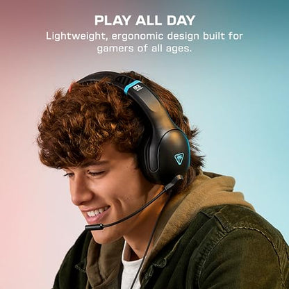 Turtle Beach Airlite Fit Wired Gaming Headset for Nintendo Switch 2, Lite | Works with Nintendo Switch OLED, Flip-to-Mute Mic, Comfortable Ear Cushions, 40mm Speakers, Lightweight, Charcoal Blue & Red - color: Charcoal Red/Blue