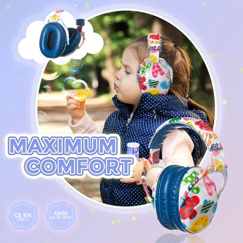 Kids Ear Protection Safety Ear Muffs, NRR 25dB Noise Reduction Children Earmuffs, Hearing Protectors for Sleeping, Studying, Airplane, Concerts, Fireworks-Letter with Blue Band - color: Blue Band Letter