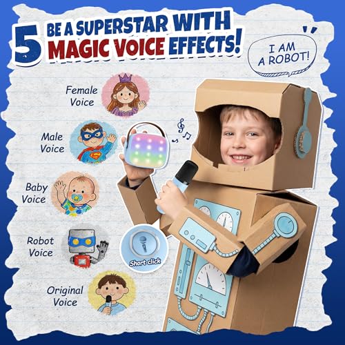 YLL Mini Karaoke Machine for Kids, Birthday Gifts Toys for Boys Ages 3, 4, 5, 6, 7, 8, 9, 10, 12+ Years Old, Portable Bluetooth Speaker with 2 Wireless Microphones Singing Family Home Party (Blue) - color: Blue