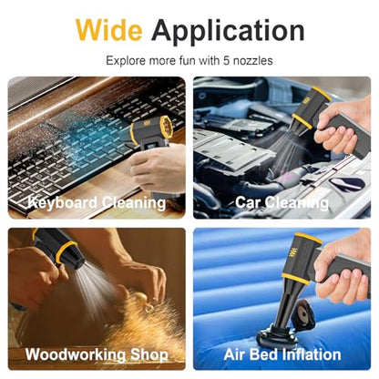 KKH Portable Electric Air Duster with Led Light, Powerful 120000RPM 4 Speed Adjustable Mini Turbo Blower for Cleaning, Rechargeable Cordless Dusters for Home Car Outdoor PC Computer Keyboard