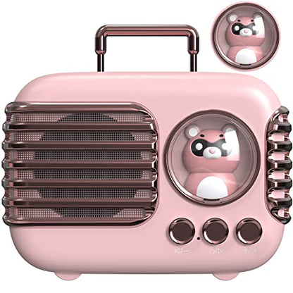 Wireless Bluetooth Speaker, Cute Mini Portable Speaker with TWS Pairing,Loud Sound,4H Playtime, Mic,TF/SD Card, Aux Line,Water-Proof for iOS Android Smartphone Home Office Gift Ideas Pink - color: Blush Pink