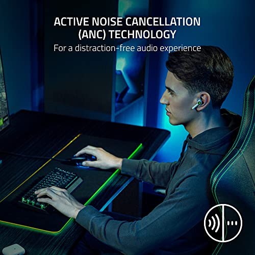 Razer Hammerhead HyperSpeed Wireless Multi-Platform Gaming Earbuds for Playstation 5 / PS5, PC, Mobile: ANC - Noise Cancelling Mic - Bluetooth 5.2 - RGB Chroma - 30 Hr Battery (Renewed)