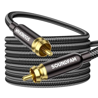 Subwoofer Cable 15ft/5M RCA to RCA Audio Cable 24K Gold-Plated Cotton Braided Double Shielded Digital Analogue Supports Amplifiers,Home Theater,Hi-Fi Systems,Subwoofer - size: 15ft/5M, style: Subwoofer Cable M/M