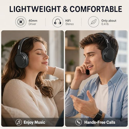 Bluetooth Headphones Wireless 68H with Mic,Decent Sound-Acceptable Black | Adjustable Headband Foldable Over-Ear Lightweight for Office/Travel/Tablet/iPad/Laptop,HD Stereo Sound,Aux 3.5mm,Black - color: Black