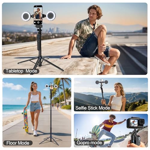 Tripod for iPhone Vlogging Kit with Mini Microphone, Light & Remote